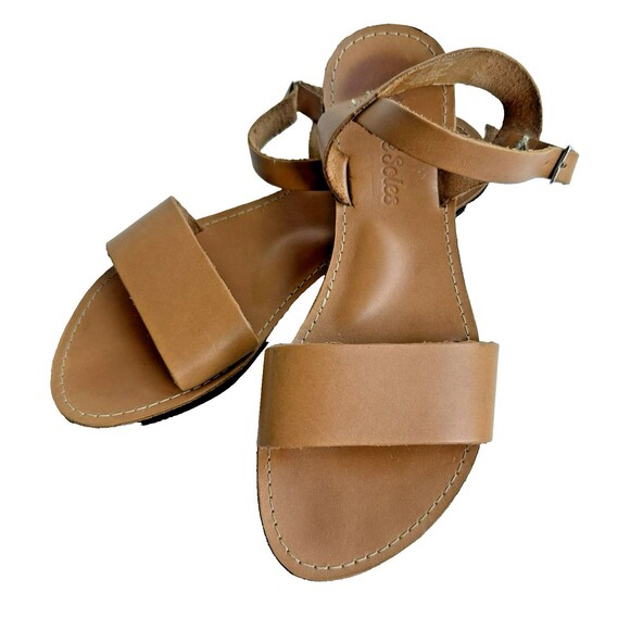 Brave Soles Adventura Leather Walking Sandal Natural Buckle Adjustable Sz 8 - Picture 1 of 9